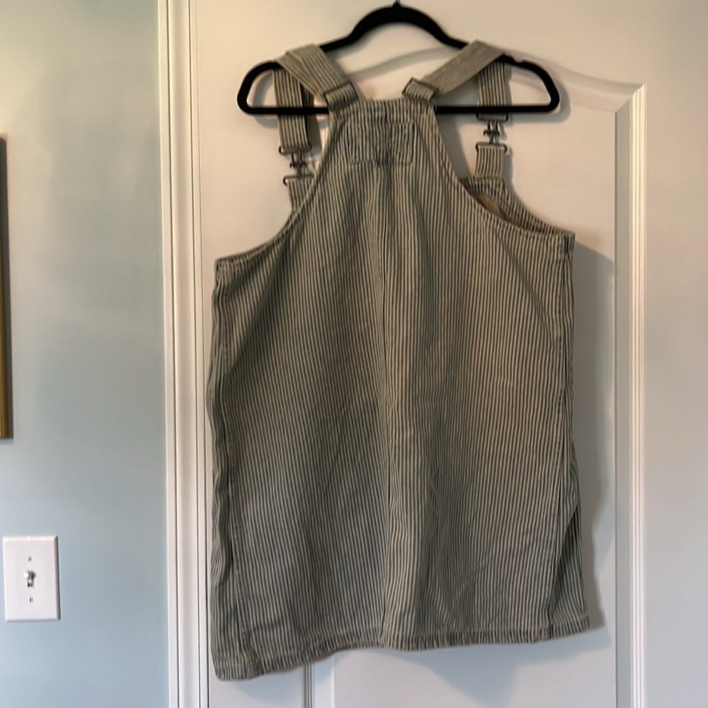 We The Free People Smocked Overall Railroad Striped Tunic/Mini XL Blue/White EUC - Picture 7 of 7